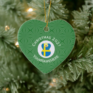 Swedish Angel Christmas Flag Personalised  Ceramic Tree Decoration