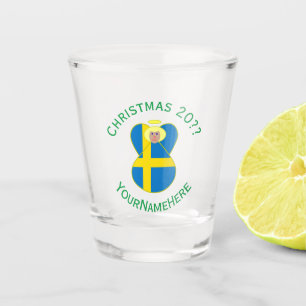 Swedish Angel Christmas Flag Personalised  Shot Glass