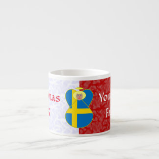 Swedish Angel Flag on Red and White Personalised  Espresso Cup