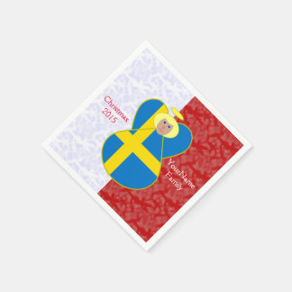 Swedish Angel Flag on Red and White Personalised Napkin