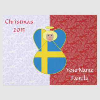 Swedish Angel Flag on Red and White Personalised Tissue Paper