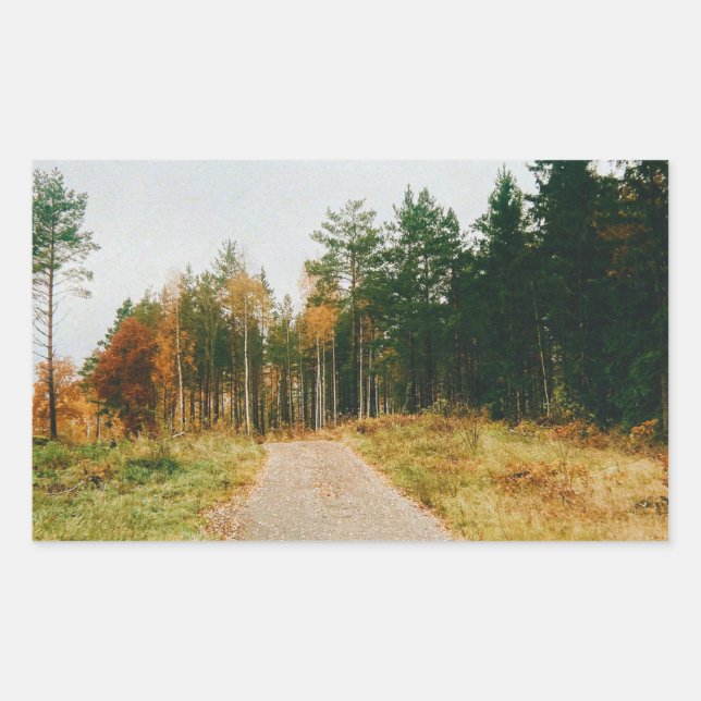 Swedish Autumnal Forest Rectangular Sticker (Front)