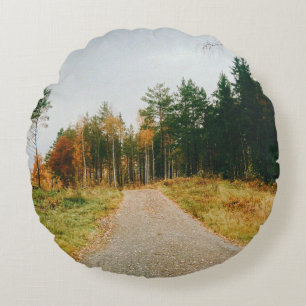 Swedish Autumnal Forest Round Cushion