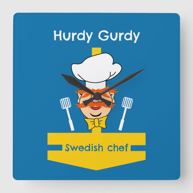 Swedish Chef Square Wall Clock (Front)