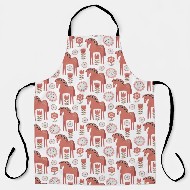 Swedish Christmas Dala Horse Apron (Front)