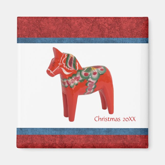 Swedish Christmas Dala Horse Custom Dated Magnet (Front)