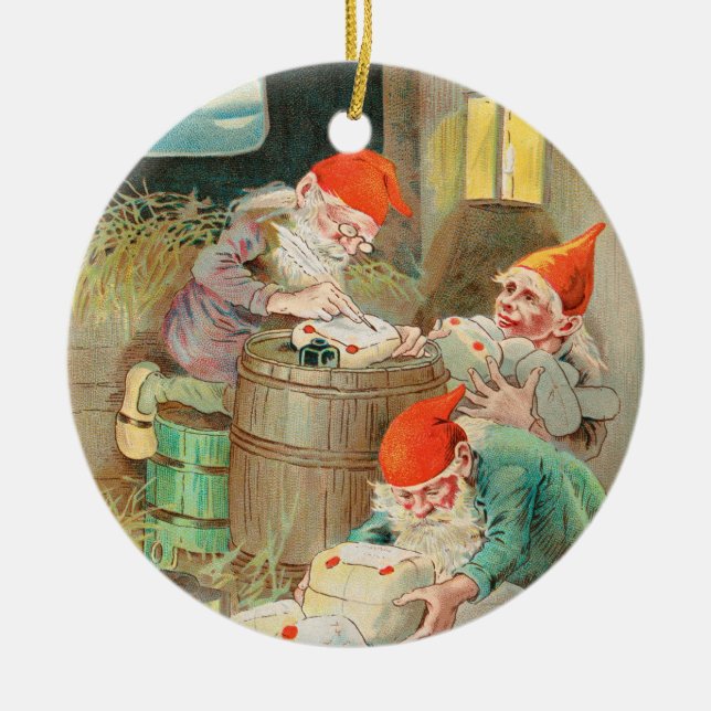 Swedish Christmas Santa (by Jenny Nyström) Ceramic Tree Decoration (Front)