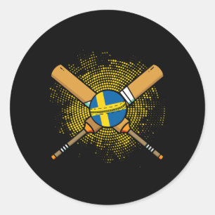 Swedish Cricket Racket And Ll Flag Of Sweden Classic Round Sticker