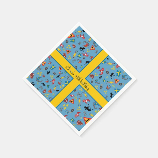 Swedish culture items with flag napkin (Corner)