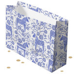 Swedish Dala Horse Blue and White Large Gift Bag<br><div class="desc">Traditional Swedish Dalecarlian Dala Horse folk art in periwinkle blue and white. Original art by Nic Squirrell.</div>