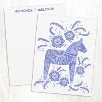 Swedish Dala Horse Blue and White Personalized