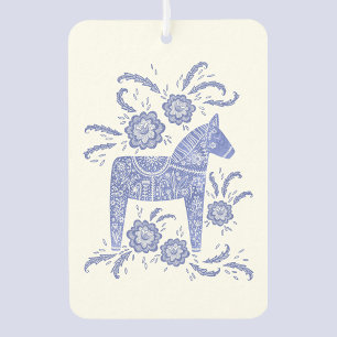 Swedish Dala Horse Blue and White Scandinavian Car Air Freshener