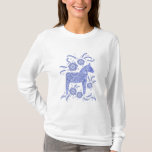 Swedish Dala Horse Blue and White T-Shirt<br><div class="desc">A traditional Swedish Dala Horse illustration in indigo blue. Perfect for Vikings.</div>