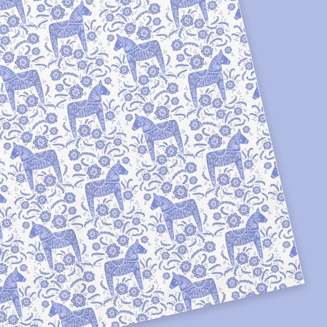 Swedish Dala Horse Blue and White Tablecloth (Creator Uploaded)