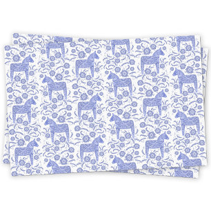 Swedish Dala Horse Blue and White Tissue Paper