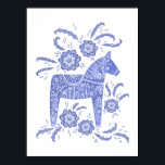 Swedish Dala Horse Blue Art Poster<br><div class="desc">A traditional Swedish Dala Horse painting in indigo blue and white. Perfect for Vikings and horse and pony lovers.</div>
