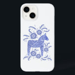 Swedish Dala Horse Blue Case-Mate iPhone 14 Case<br><div class="desc">A traditional Swedish Dala Horse design in indigo blue and white. Perfect for Vikings and horse lovers. Original art by Nic Squirrell.</div>