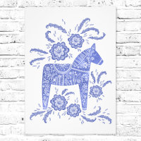 Swedish Dala Horse Blue Folk Art Photo Print