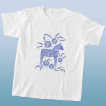 Swedish Dala Horse Blue Viking T-Shirt<br><div class="desc">A traditional Swedish Dala Horse illustration in indigo blue. Perfect for mini Vikings.</div>