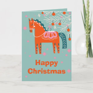 Swedish Dala Horse Christmas Holiday Card
