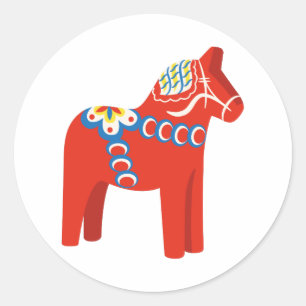 Swedish Dala Horse Classic Round Sticker