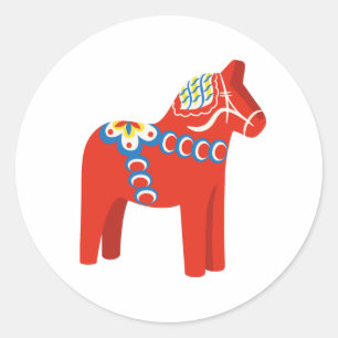 Swedish Dala Horse Classic Round Sticker