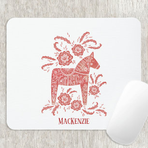 Swedish Dala Horse Custom Name Mouse Pad