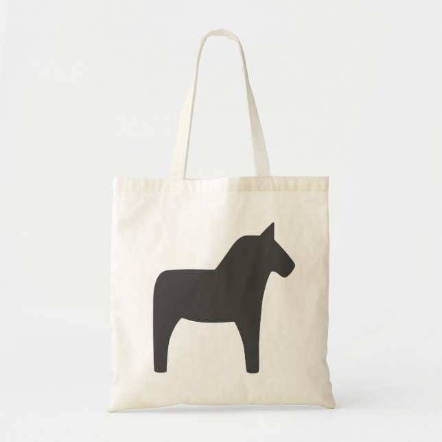 Swedish Dala Horse Dark Grey Tote Bag (Front)