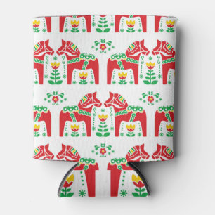 Swedish Dala Horse: Folk Art Can Cooler