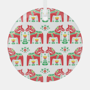 Swedish Dala Horse: Folk Art Glass Tree Decoration