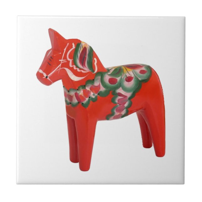 Swedish Dala Horse  Folk Art Tile (Front)