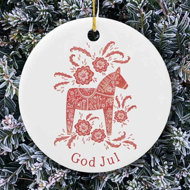 Swedish Dala Horse God Jul Ceramic Tree Decoration (Creator Uploaded)