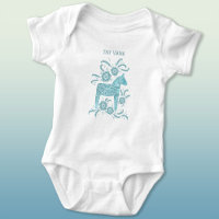 Swedish Dala Horse Green Tiny Viking Baby Bodysuit