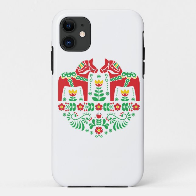 Swedish Dala Horse horse floral folk pattern Case-Mate iPhone Case (Back)