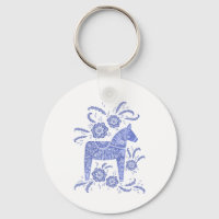 Swedish Dala Horse Indigo Blue and White