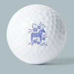 Swedish Dala Horse indigo Blue Folk Art Golf Balls<br><div class="desc">A traditional Swedish Dala Horse folk art style design in indigo blue.
Perfect for Scandinavian and Viking golfers!</div>