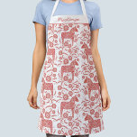 Swedish Dala Horse Pattern Personalised Apron<br><div class="desc">A pretty traditional red and white Swedish Dala Horse pattern.
Change or remove the name to customise.  Original art by Nic Squirrell.</div>