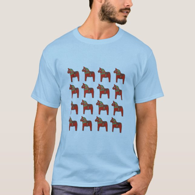 Swedish Dala Horse Pattern T-Shirt (Front)