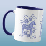 Swedish Dala Horse Periwinkle Blue and White Mug<br><div class="desc">A traditional Swedish Dala Horse design in indigo blue and white. Ideal for those who love horses,  ponies and all things Scandinavian.  Original art by Nic Squirrell.</div>