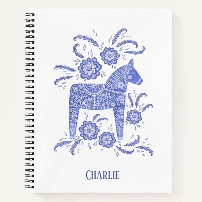 Swedish Dala Horse Personalised Notebook (Front)