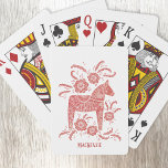 Swedish Dala Horse Personalised Playing Cards<br><div class="desc">A Dalecarlian Horse traditional Swedish design.  Change or remove the name to customise.  Original art by Nic Squirrell.</div>
