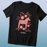 Swedish Dala Horse Personalised Tri-Blend Shirt<br><div class="desc">A traditional Swedish Dala Horse design in red and white.  Replace or remove the name to customise.  Original art by Nic Squirrell.</div>