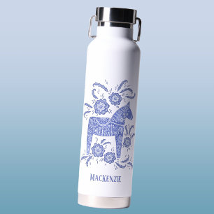 Swedish Dala Horse Personalised Water Bottle