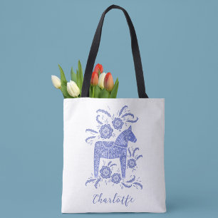 Swedish Dala Horse Personalized Tote Bag