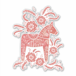 Swedish Dala Horse Red and White