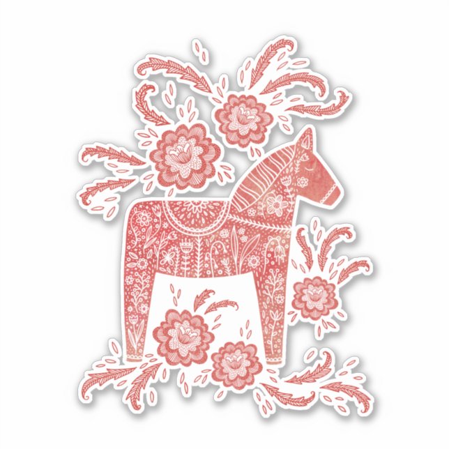 Swedish Dala Horse Red and White (Front)