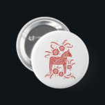 Swedish Dala Horse Red and White 6 Cm Round Badge<br><div class="desc">A traditional Swedish Dala Horse illustration.</div>