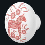 Swedish Dala Horse Red and White Ceramic Knob<br><div class="desc">A traditional Swedish Dala Horse design in red and white. Perfect for the winter holidays.  Original art by Nic Squirrell.</div>