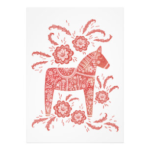 Swedish Dala Horse Red and White Folk Art Photo Print