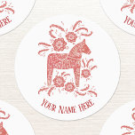 Swedish Dala Horse Red and White Personalised<br><div class="desc">A traditional Swedish Dalecarlian or Dala Horse painting.  Change the name or text to customise.  Original art by Nic Squirrell.</div>